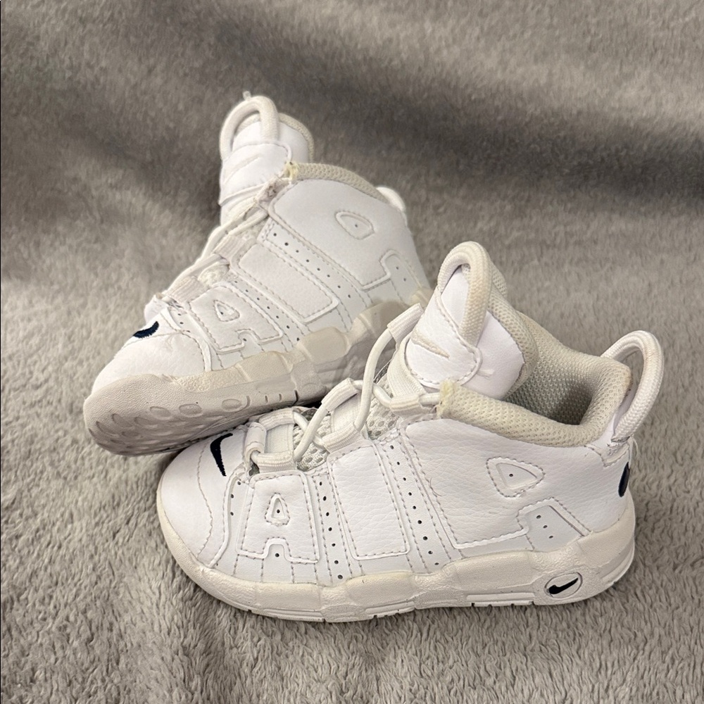 Nike Kids White and Navy More Uptempo High-Top Sneakers